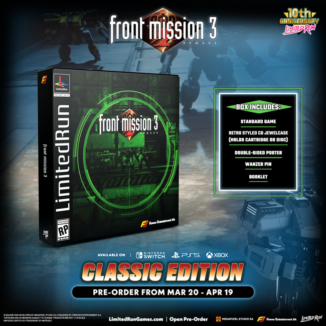 FRONT MISSION 3: Remake Classic Edition (Switch, PS5, Xbox)